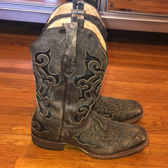 Preowned Tanner Mark made in Mexico Cowboy boots in blue/black - Picture 5 of 6